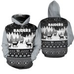 Las Vegas Raiders Logo And Xmas Pattern AOP Hoodie