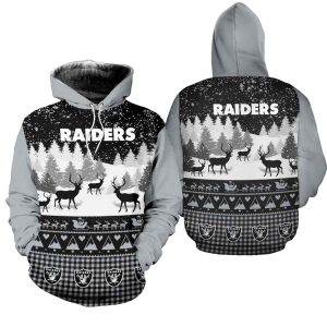 Las Vegas Raiders Logo And Xmas Pattern AOP Hoodie