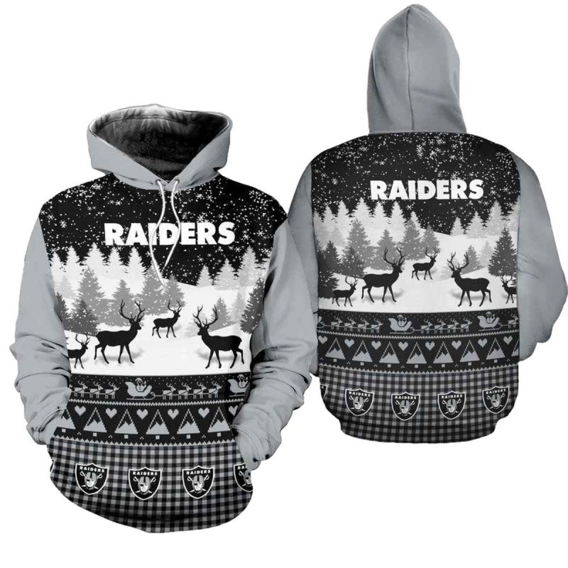 Las Vegas Raiders Logo And Xmas Pattern Aop Hoodie 1