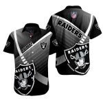 Las Vegas Raiders Logo Black And White Gradient Pattern Hawaiian Shirt