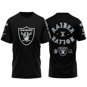 Las Vegas Raiders Logo Born X Raised Black AOP T-Shirt