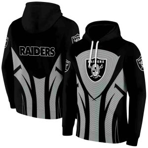 Las Vegas Raiders Logo Concentric Lines Black AOP Hoodie