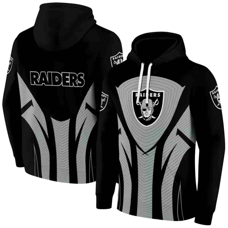Las Vegas Raiders Logo Concentric Lines Black Aop Hoodie 1
