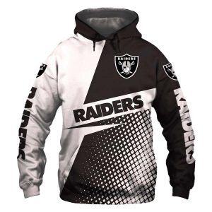 Las Vegas Raiders Logo Halftone Black And White AOP Hoodie