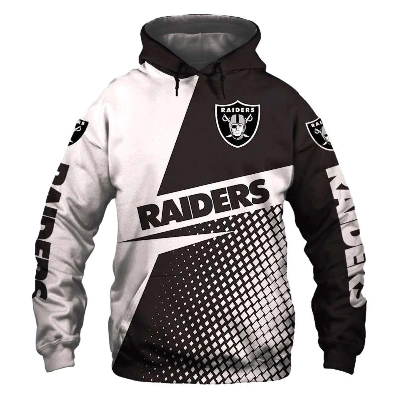 Las Vegas Raiders Logo Halftone Black And White Aop Hoodie 1