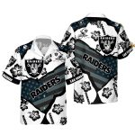 Las Vegas Raiders Logo Hibiscus And Us Flag Pattern Hawaiian Shirt