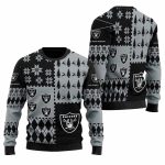 Las Vegas Raiders Logo In My Heart Black And Silver Ugly Sweater