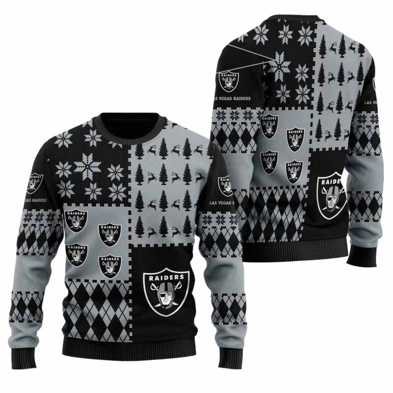 Las Vegas Raiders Logo In My Heart Black And Silver Ugly Sweater 1