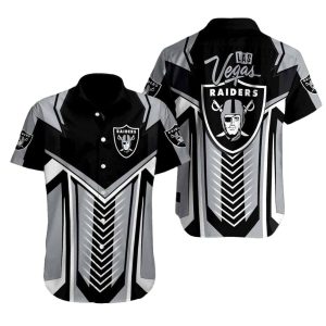 Las Vegas Raiders Logo In My Heart Black And White Hawaiian Shirt