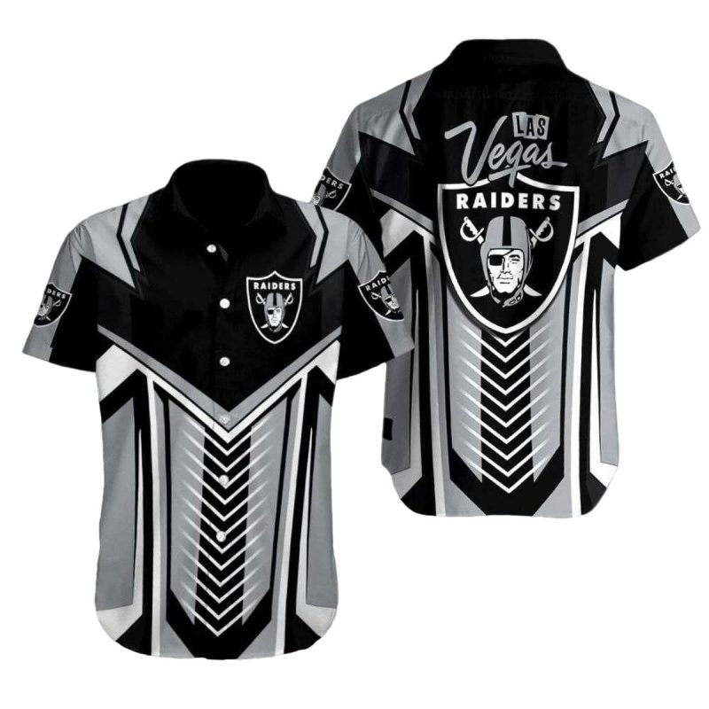 Las Vegas Raiders Logo In My Heart Black And White Hawaiian Shirt 1