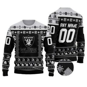 Las Vegas Raiders Logo Lovely Black And White Ugly Sweater