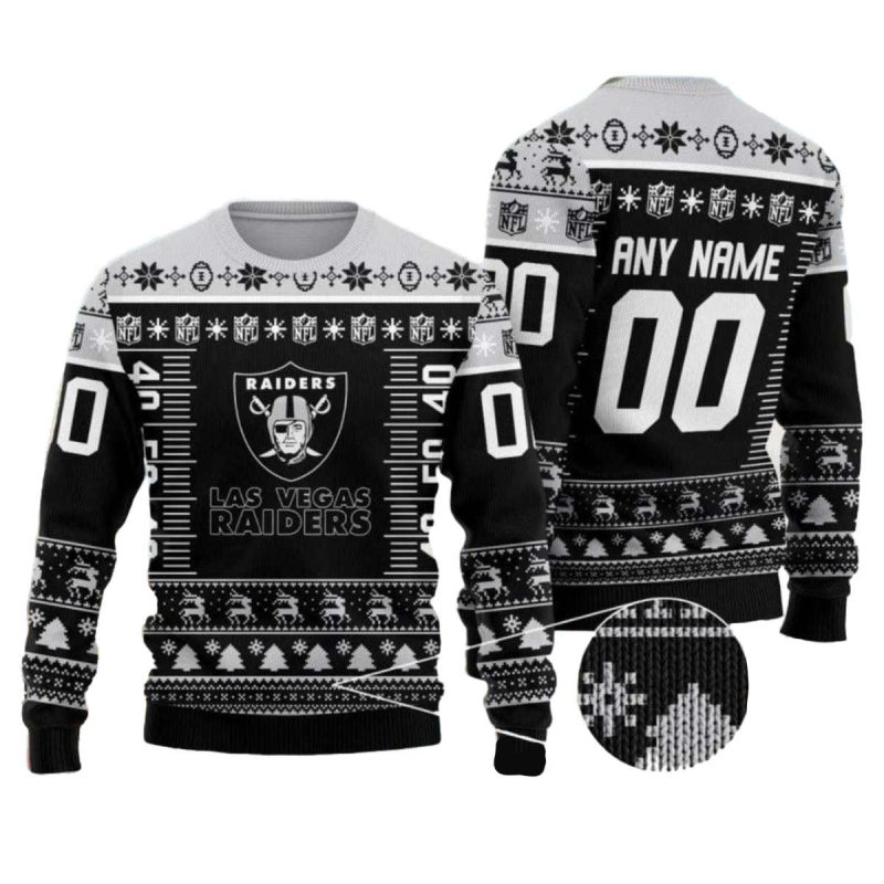 Las Vegas Raiders Logo Lovely Black And White Ugly Sweater 1