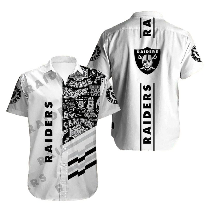 Las Vegas Raiders Logo Lovely White Hawaiian Shirt 1