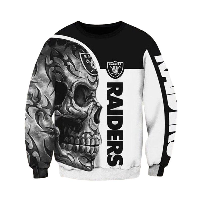 Las Vegas Raiders Logo Skull Halloween Aop Sweatshirt 1
