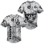 Las Vegas Raiders Logo Tropical Flower Baseball Jersey
