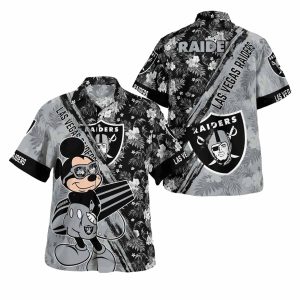 Las Vegas Raiders Mickey Mouse Floral Hawaiian Shirt
