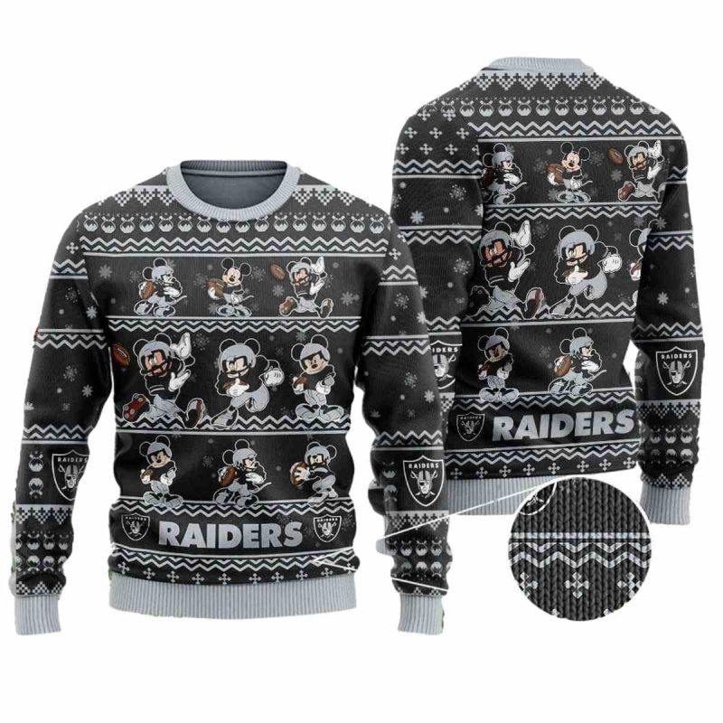 Las Vegas Raiders Mickey Mouse Player Holiday Party Ugly Sweater 1