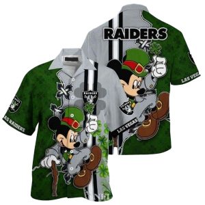 Las Vegas Raiders Mickeys Saint Patricks Day Hawaiian Shirt