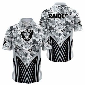 Las Vegas Raiders Monochrome Floral Blitz Hawaiian Shirt