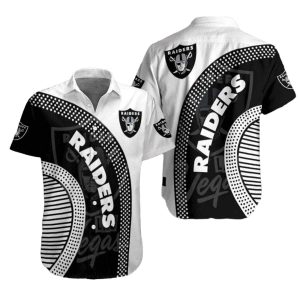 Las Vegas Raiders Monochrome Huddle Black And White Hawaiian Shirt