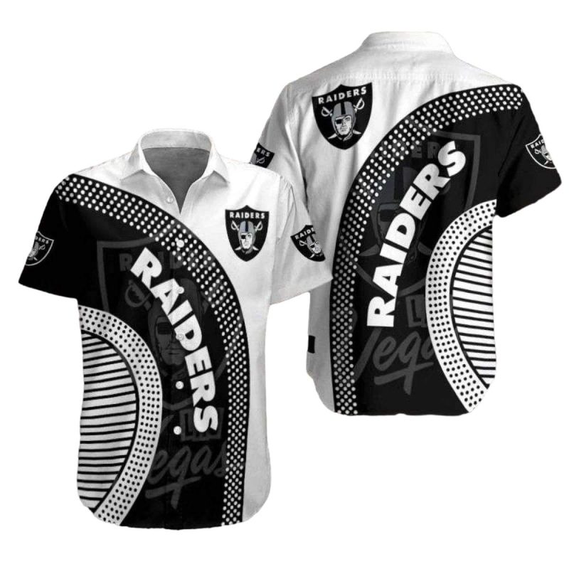 Las Vegas Raiders Monochrome Huddle Black And White Hawaiian Shirt 1