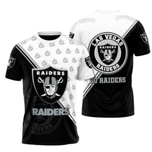 Las Vegas Raiders Multi Logo Black And White AOP T-Shirt