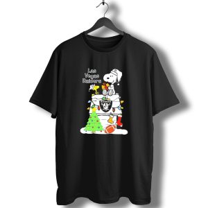 Las Vegas Raiders Nfl Christmas Snoopy And Woodstock With Tree And Football T-Shirt