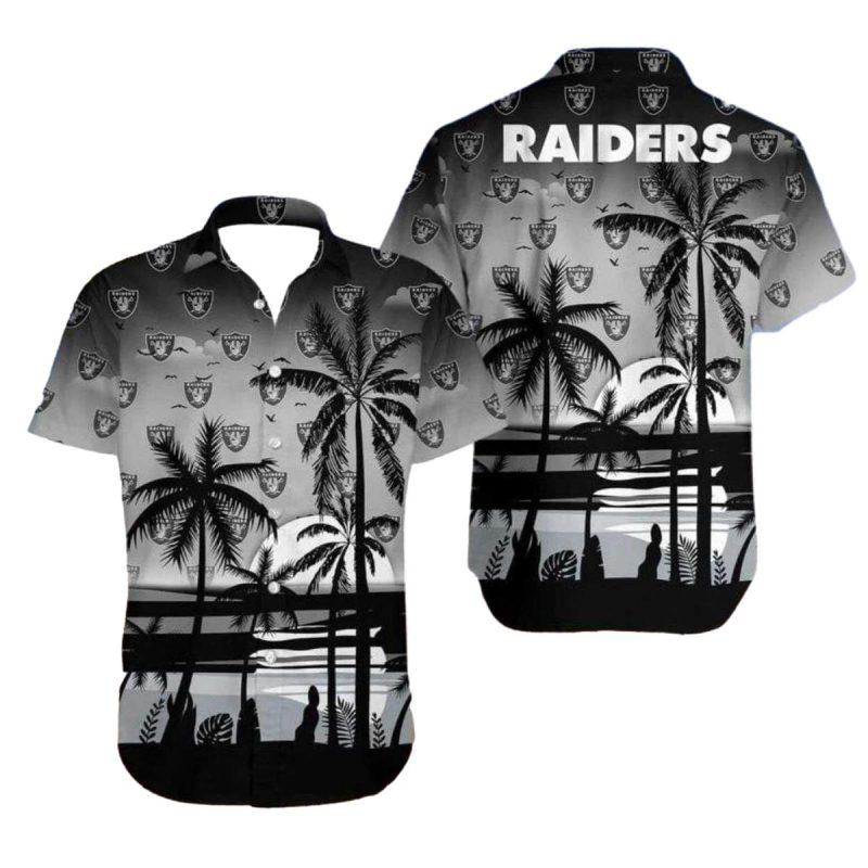Las Vegas Raiders Palm Tree Beach Hawaiian Shirt 1