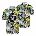 Las Vegas Raiders Parrot And Tropical Leaf Hawaiian Shirt