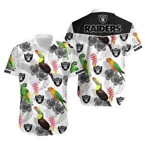 Las Vegas Raiders Parrot Pattern Hawaiian Shirt