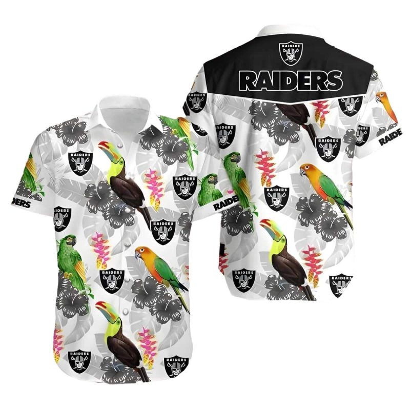 Las Vegas Raiders Parrot Pattern Hawaiian Shirt 1