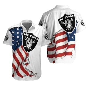 Las Vegas Raiders Patriotic White Hawaiian Shirt
