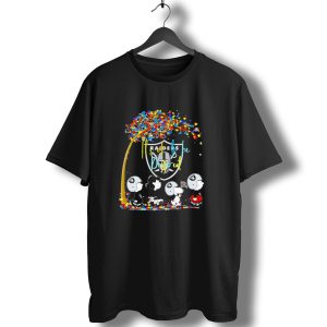 Las Vegas Raiders Peanuts Characters Its Ok To Be Different Autism Fall T-Shirt