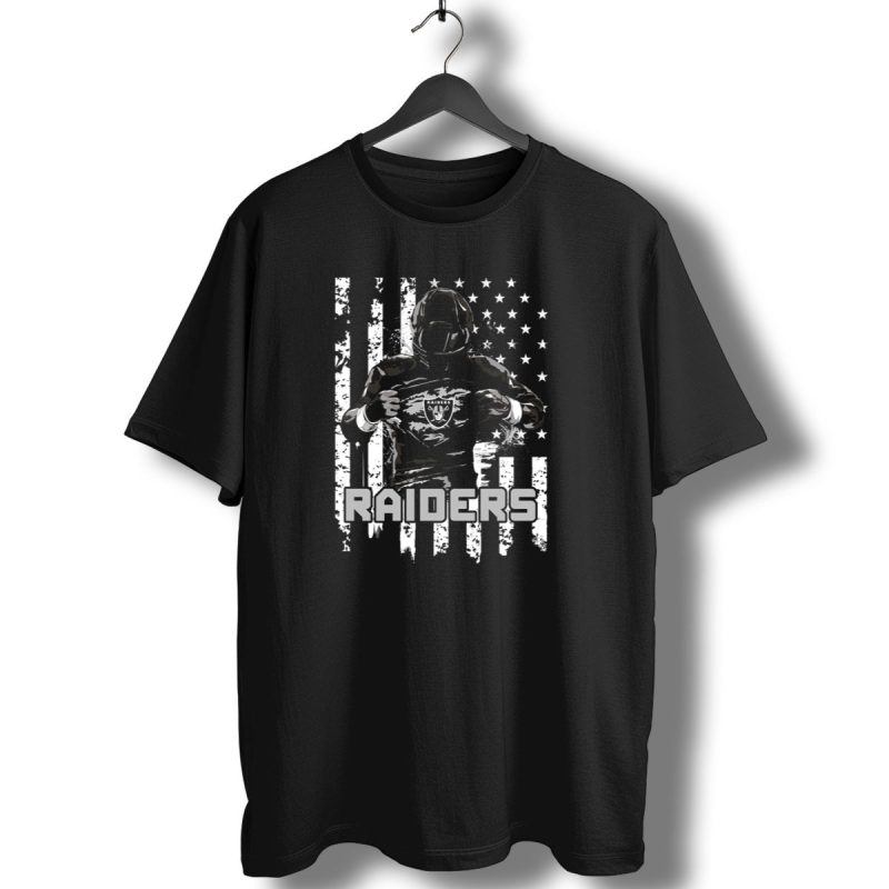 Las Vegas Raiders Player With American Flag Background T Shirt 1 T Shirt 1