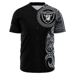 Las Vegas Raiders Polynesian Black Pattern Baseball Jersey