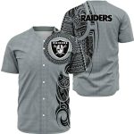 Las Vegas Raiders Polynesian Silver Pattern Baseball Jersey