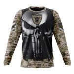 Las Vegas Raiders Punisher Skull Camo Veteran AOP Sweatshirt