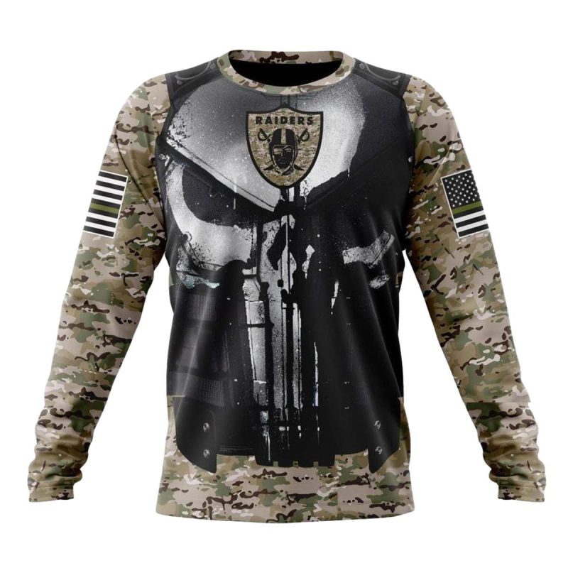 Las Vegas Raiders Punisher Skull Camo Veteran Aop Sweatshirt 1
