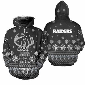 Las Vegas Raiders Reindeer Merry Christmas AOP Hoodie