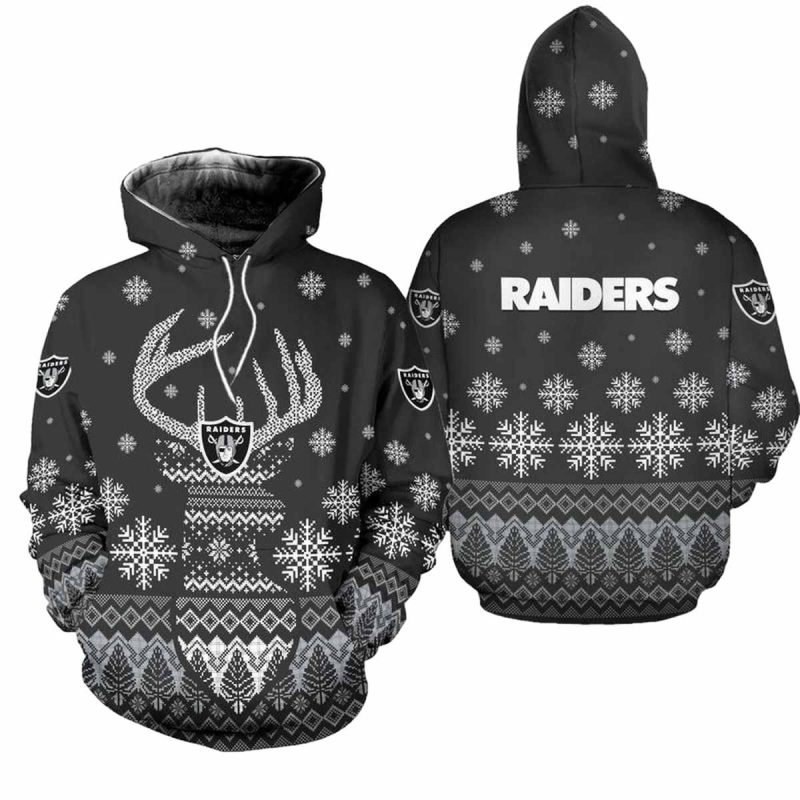 Las Vegas Raiders Reindeer Merry Christmas Aop Hoodie 1
