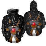 Las Vegas Raiders Reindeer Sunglasses Christmas Pattern AOP Hoodie
