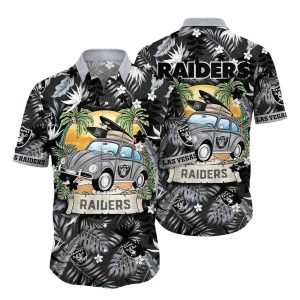 Las Vegas Raiders Roadtrip Palm Leaves Hawaiian Shirt