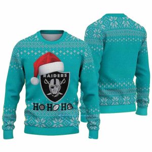 Las Vegas Raiders Santa Hat Raiders Logo Ho Ho Ho Ugly Sweater