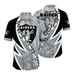Las Vegas Raiders Shield Camo Pattern Hawaiian Shirt