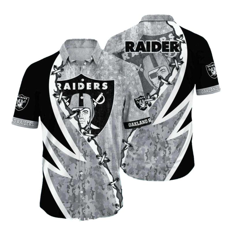Las Vegas Raiders Shield Camo Pattern Hawaiian Shirt 1