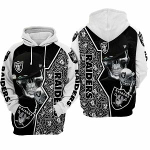 Las Vegas Raiders Skull And Multi Logo AOP Hoodie