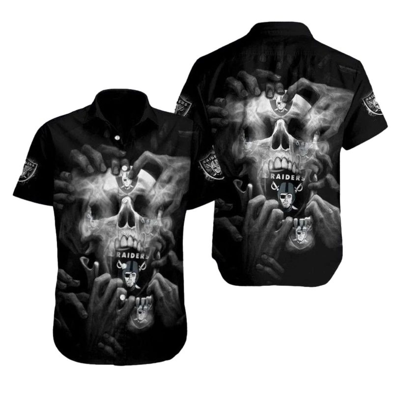 Las Vegas Raiders Skull Graphic Black Hawaiian Shirt 1
