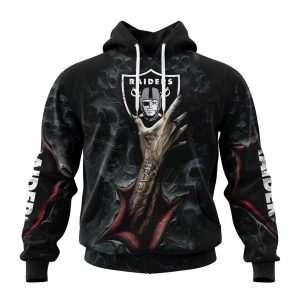 Las Vegas Raiders Skull Hand Halloween AOP Hoodie