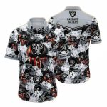 Las Vegas Raiders Skull Motif Floral Hawaiian Shirt