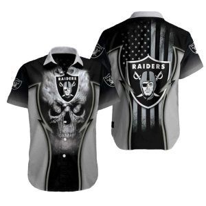 Las Vegas Raiders Smokes Skull And Us Flag Hawaiian Shirt